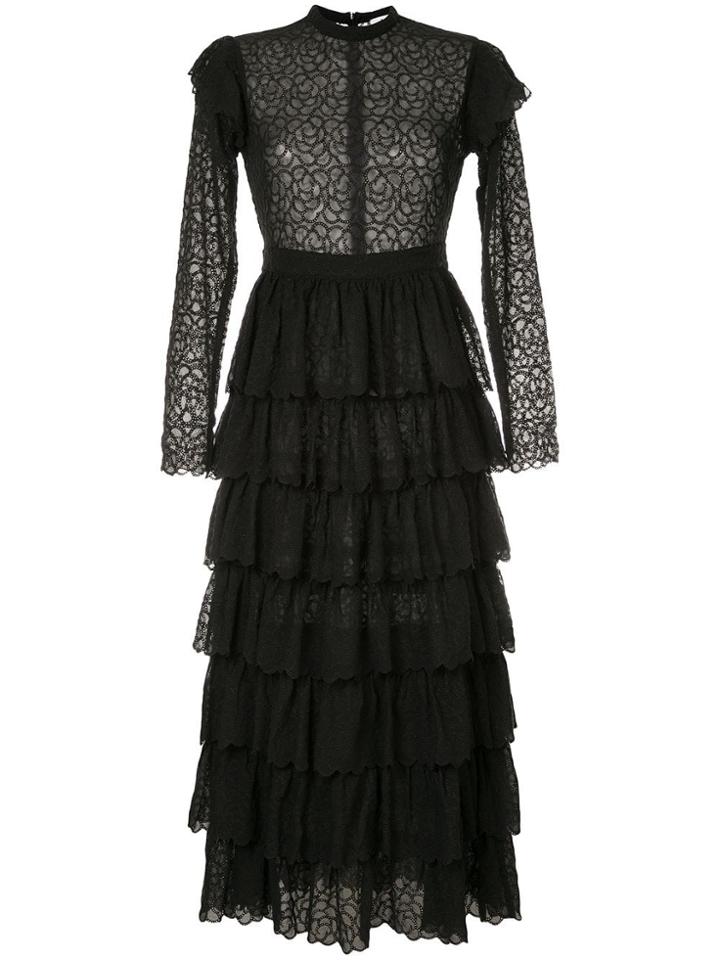 Sir. Florrié Embroidered Ruffle Dress - Black