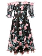 Marchesa Notte Off-the-shoulder Midi Dress - Black