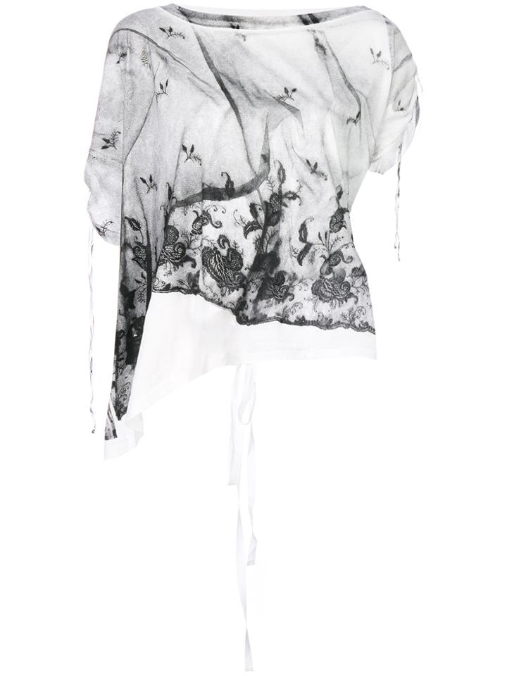 Ann Demeulemeester Twisted Asymmetric Print T-shirt - White