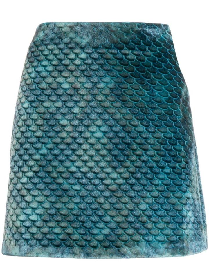 Ultràchic Textured Scale Print Skirt - Blue