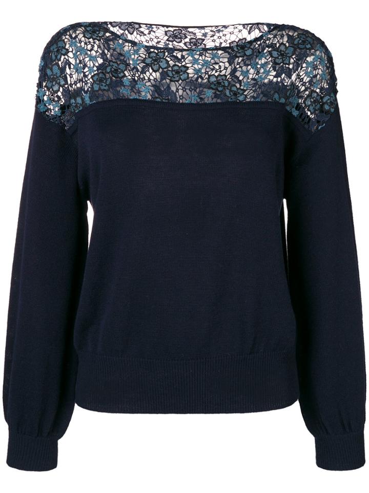 See By Chloé Lace-panelled Sweater - Blue