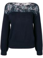 See By Chloé Lace-panelled Sweater - Blue