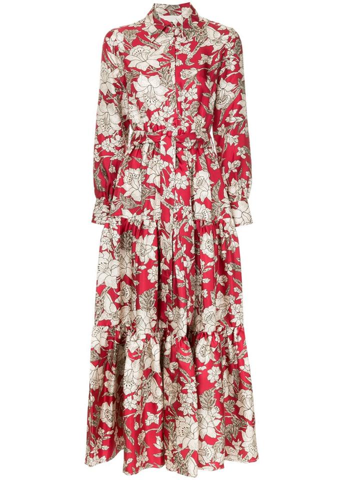 La Doublej Floral Print Maxi Dress - Red
