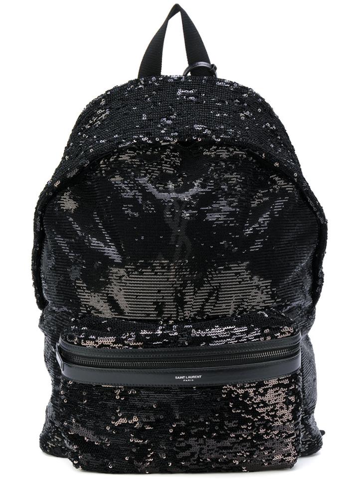 Saint Laurent Classic City Sequin Backpack - Black