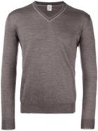 Eleventy V-neck Trim Jumper, Men's, Size: Xxl, Brown, Silk/merino