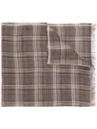 Fashion Clinic Timeless Checked Scarf, Men's, Brown, Linen/flax