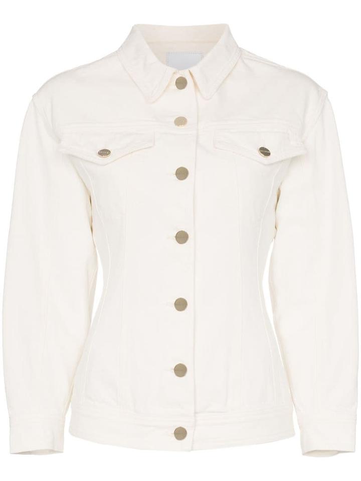 Goldsign The Pinched Waist Structured Shoulder Denim Jacket - Neutrals