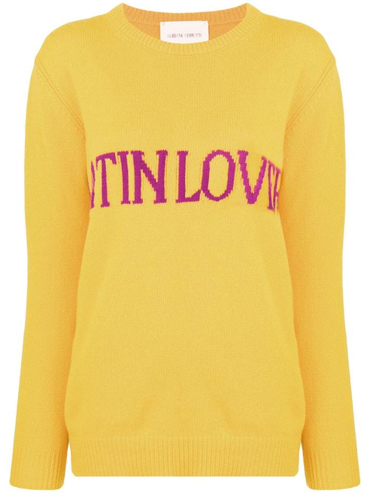 Alberta Ferretti Latin Love Intarsia Jumper - Yellow