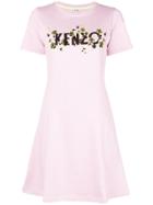 Kenzo Logo Shift Dress - Pink & Purple