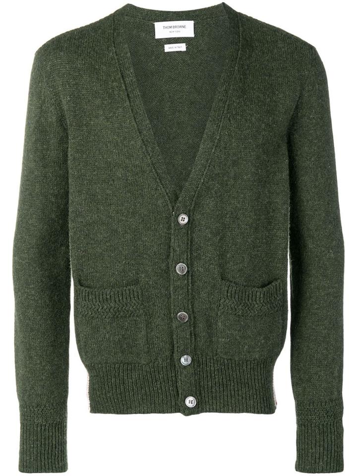 Thom Browne Relaxed Rwb Intarsia Stripe Cardigan - Green