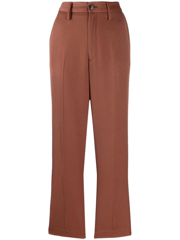 Closed Creased Straight Leg Trousers - Brown