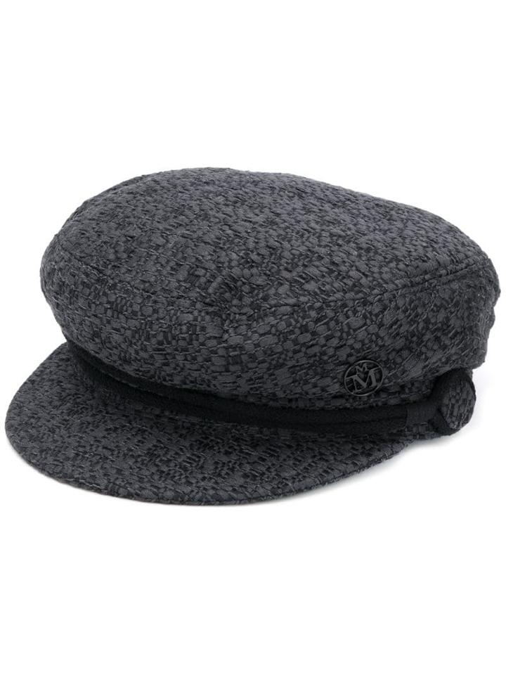 Maison Michel Woven Baker Boy Cap - Grey