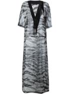 Roberto Cavalli Sheer Zebra Print Kaftan Dress