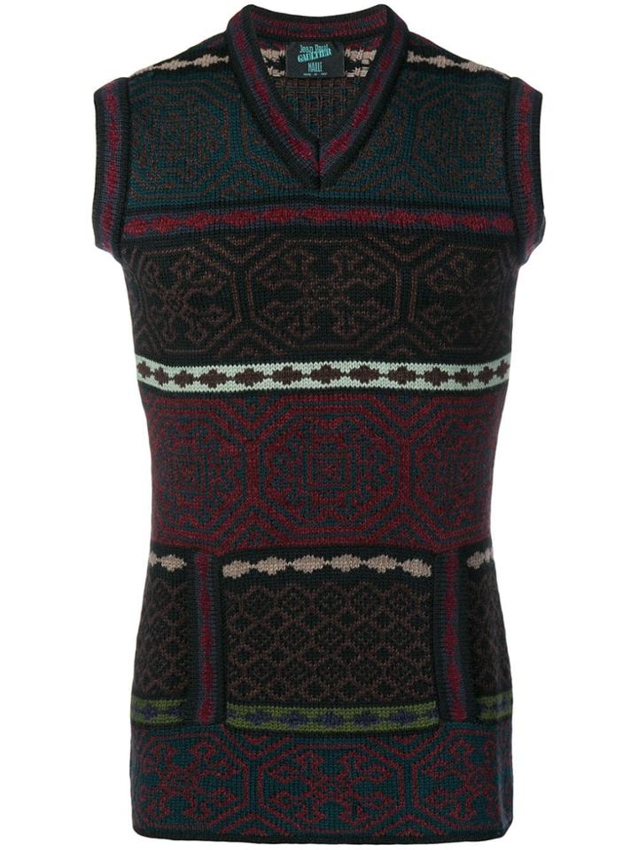Jean Paul Gaultier Vintage Intarsia Knitted Vest - Blue