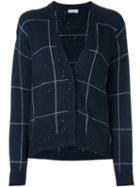 Brunello Cucinelli Pinstripe Style Cardigan, Women's, Size: Medium, Blue, Silk/polyamide/cashmere/sequin