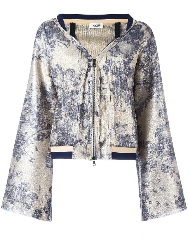Aviù - Floral Print Jacket - Women - Cotton/polyamide/polyester/spandex/elastane - 42, Blue, Cotton/polyamide/polyester/spandex/elastane