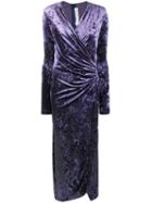 Off-white Velvet Wrap Dress - Blue