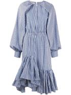 Jourden Gingham Check Asymmetric Dress - Blue