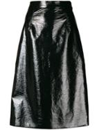 Mantu Mid-length Wet Look Skirt - Black