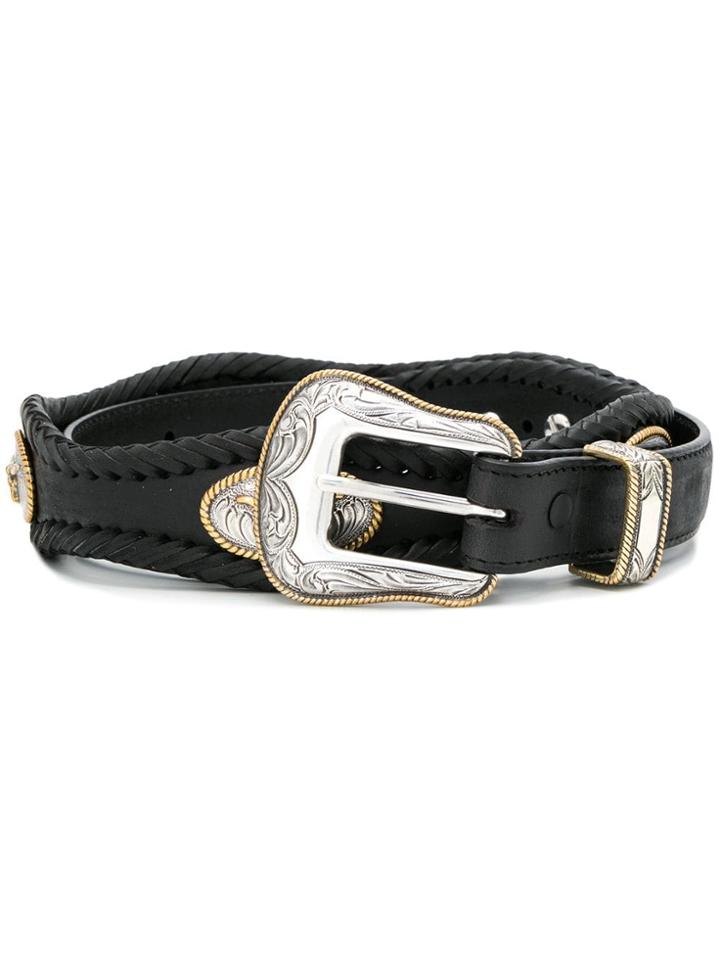 Jessie Western Oval Concho Belt - Black