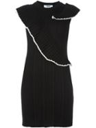 Msgm Ribbed Knit Dress, Women's, Size: Large, Black, Virgin Wool