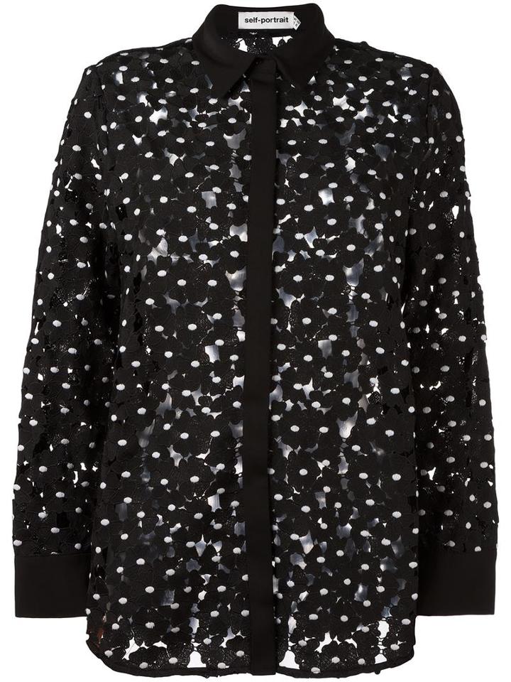 Self-portrait 'polka Daisy' Shirt, Women's, Size: 34b, Black, Polyester/spandex/elastane/cotton