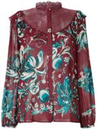 Roberto Cavalli Floral Embroidered Blouse - Brown