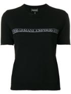 Emporio Armani Logo Intarsia Shortsleeved Jumper - Black