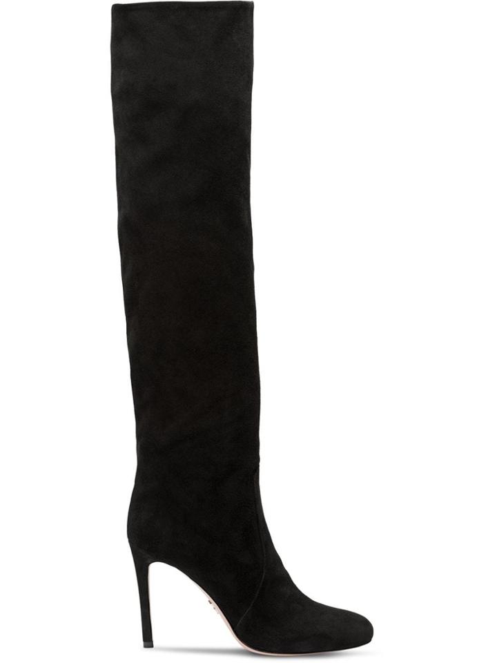 Prada Calf Suede Boots - Black