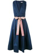 Miahatami - Belted V-neck Dress - Women - Cotton - 42, Blue, Cotton