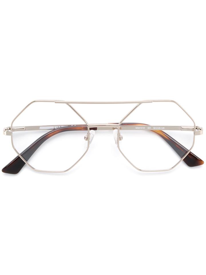Mcq By Alexander Mcqueen Eyewear Double Bridge Glasses - Metallic