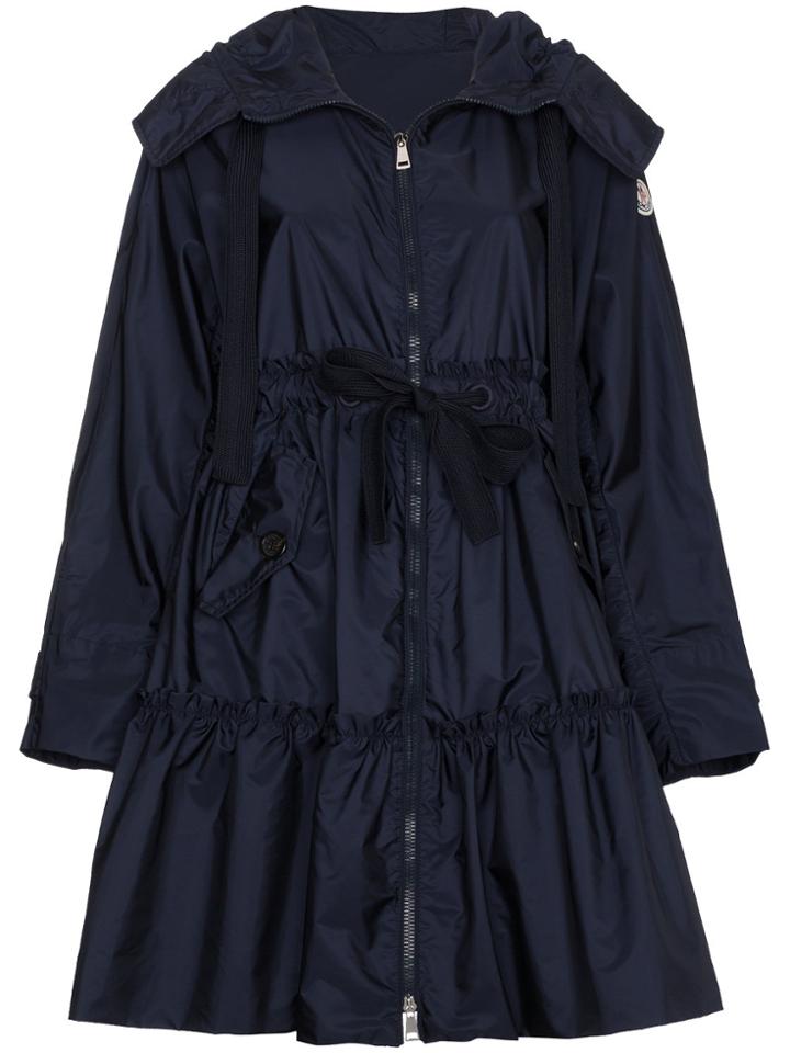 Moncler A Line Coat With Drawstring Waist - Blue