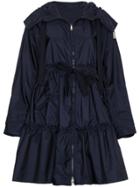 Moncler A Line Coat With Drawstring Waist - Blue