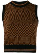 Versace Chevron Sleeveless Knitted Top - Black