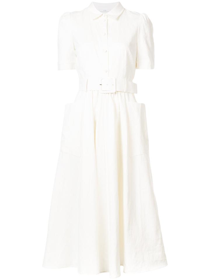 Co Buttoned Belted Dress - Nude & Neutrals