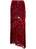 Ann Demeulemeester Floral Devore Skirt - Red