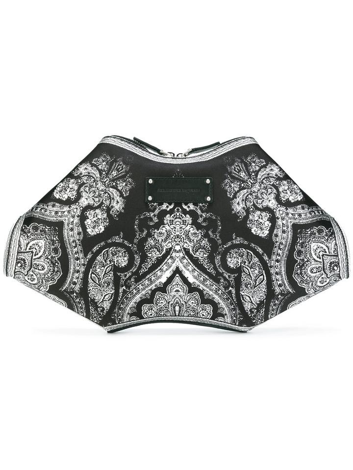 Alexander Mcqueen Paisley De Manta Clutch, Women's, Black, Leather/nylon