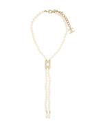Chanel Pre-owned Cc Logo Imitation Peal Necklace - White
