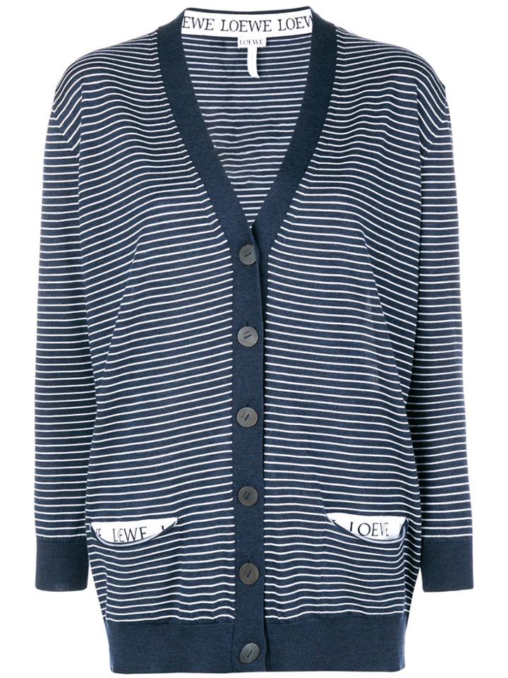 Loewe Striped V-neck Cardigan - Blue