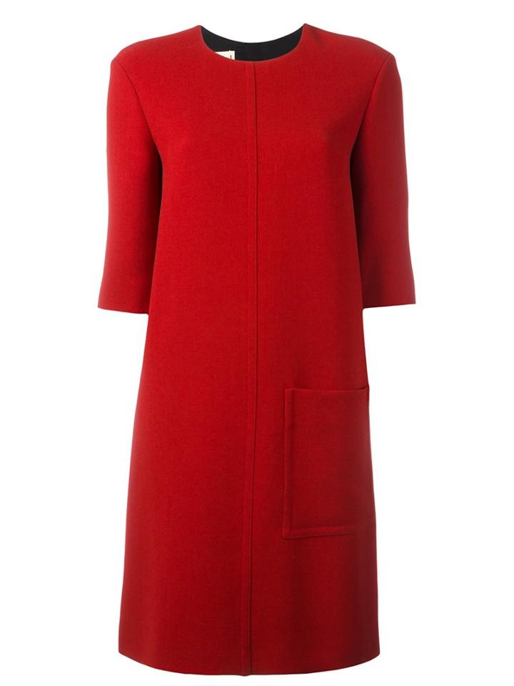 Marni Crew Neck Dress, Women's, Size: 40, Red, Virgin Wool/acetate/silk