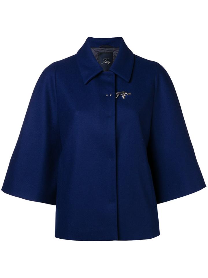 Fay Pin Fasten Cropped Sleeve Jacket - Blue
