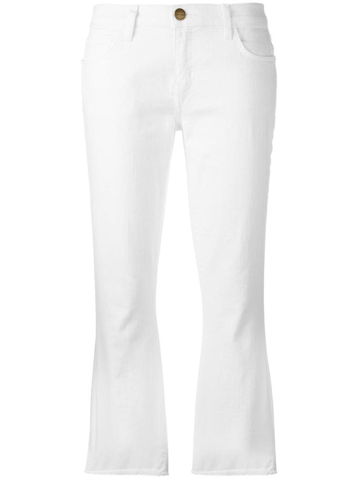 Current/elliott Flared Cropped Jeans, Women's, Size: 31, White, Cotton/spandex/elastane