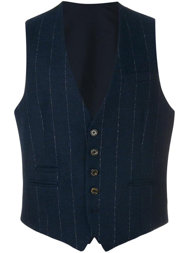 Eleventy Pinstripe Waistcoat - Blue