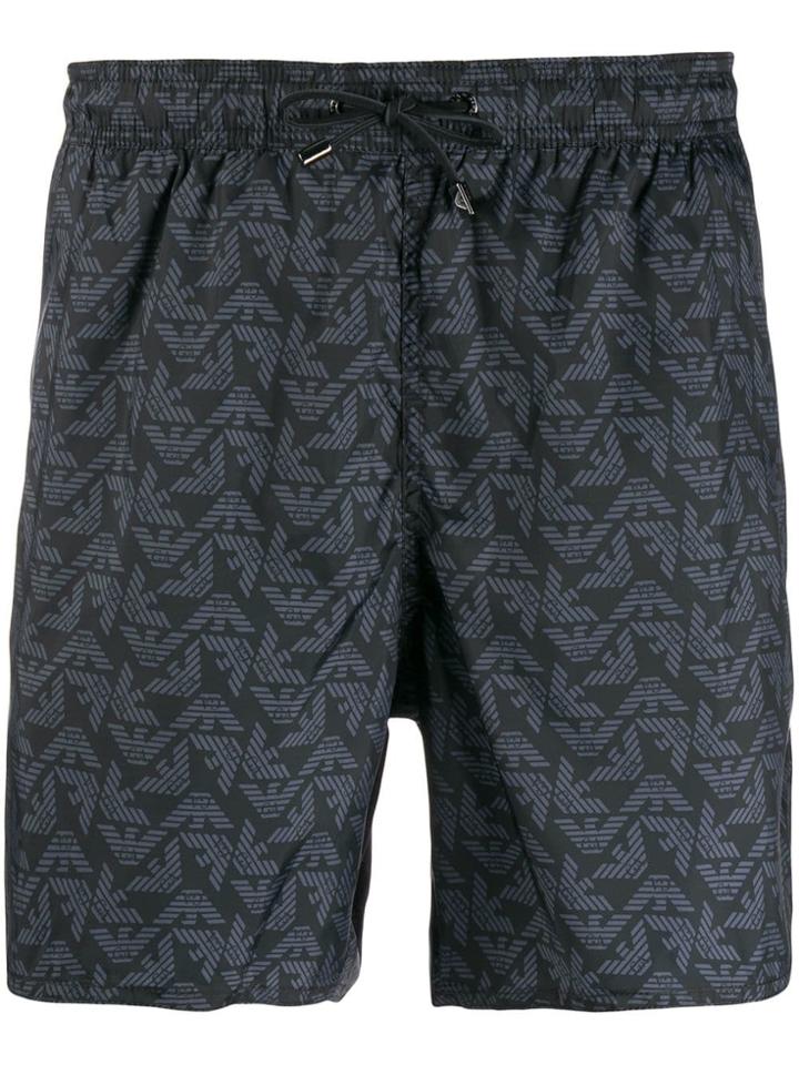 Emporio Armani Logo Print Swim Shorts - Black