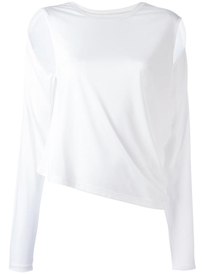 Mm6 Maison Margiela - Cut-out T-shirt - Women - Polyester/viscose - L, Women's, White, Polyester/viscose
