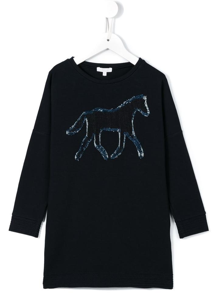Chloé Kids Denim Horse Detail Dress, Girl's, Size: 8 Yrs, Blue