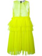 Msgm Ruffle Mesh Dress, Women's, Size: 38, Yellow/orange, Polyester