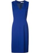 Lanvin V-neck Shift Dress, Women's, Size: 42, Blue, Wool/silk