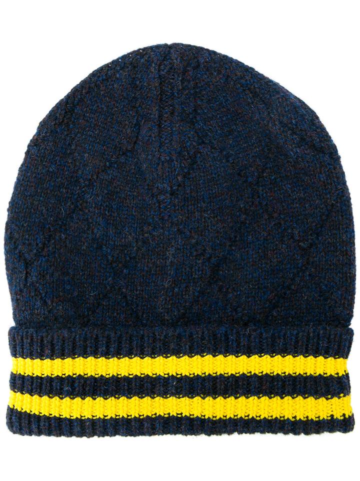 Maison Margiela Stripe Trim Beanie - Blue