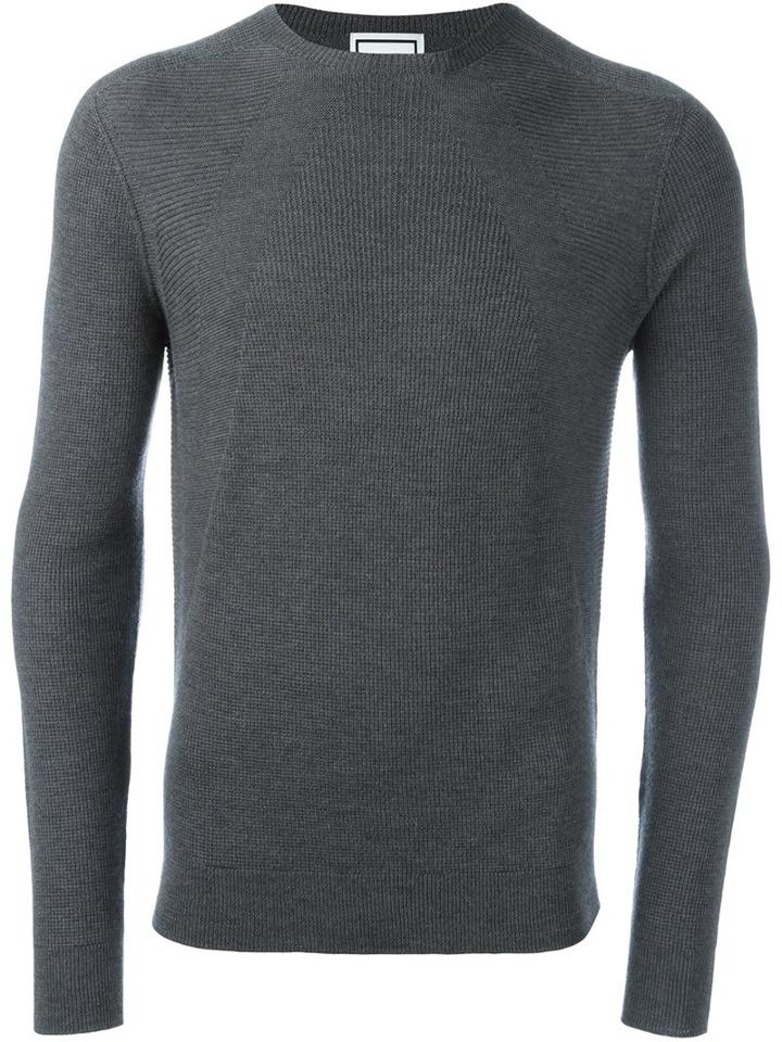 Wooyoungmi Crew Neck Jumper, Men's, Size: 48, Grey, Silk/cashmere/wool